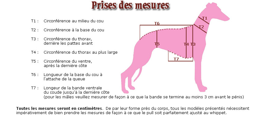 Mesures pour les pulls
